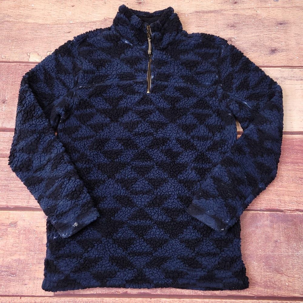 MEMBER'S MARK GRIZZLY SHERPA Boulder Blue 1/4 Zip Pullover Jacket Size Small